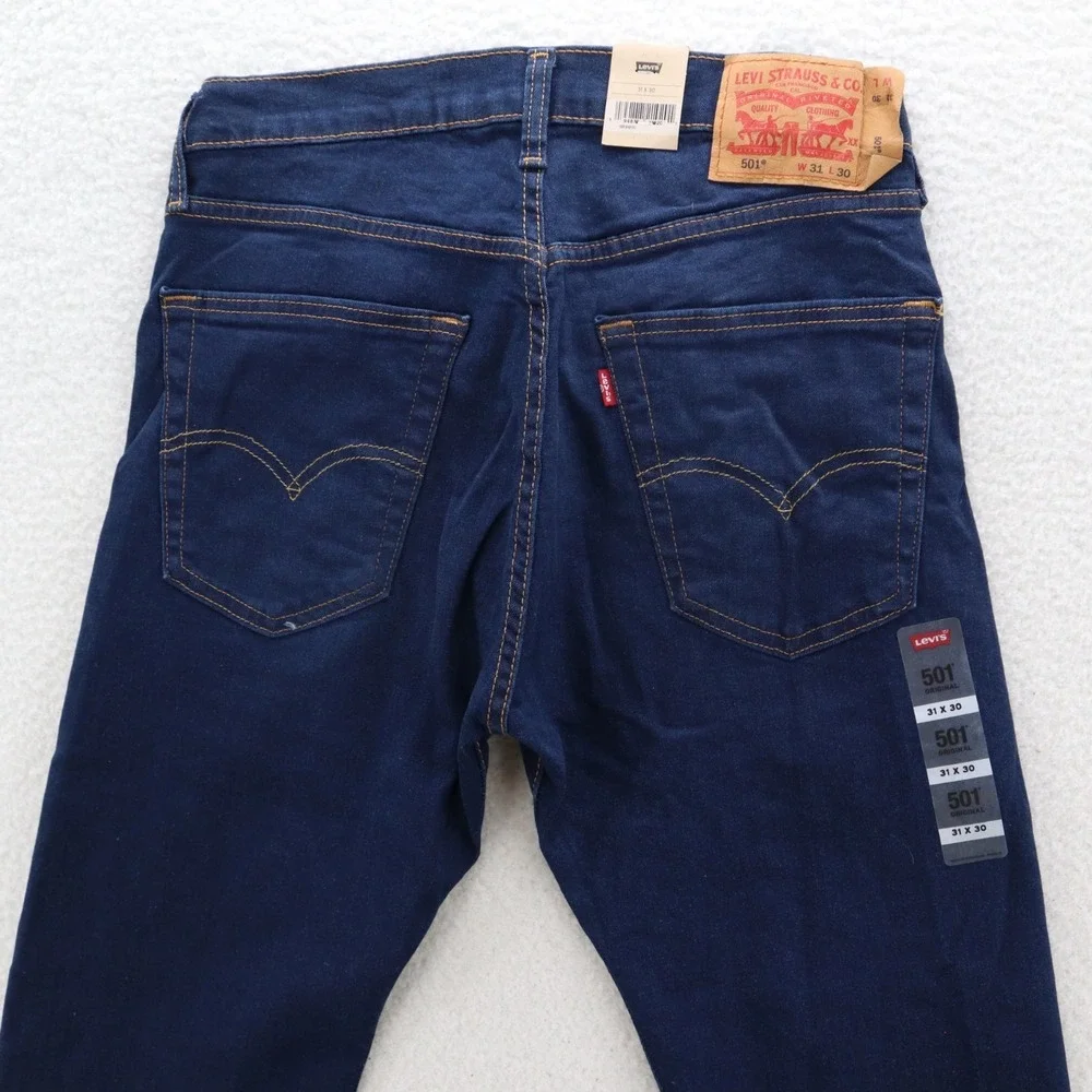 Levis 501 Jeans Mens 31x30 Blue Original Button Fly Stretch Denim Grunge 90s Y2K